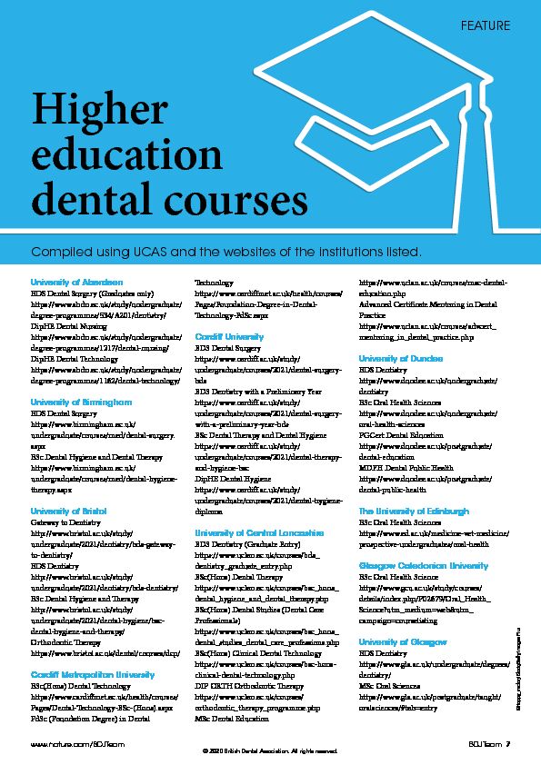 Higher education dental courses - Nature