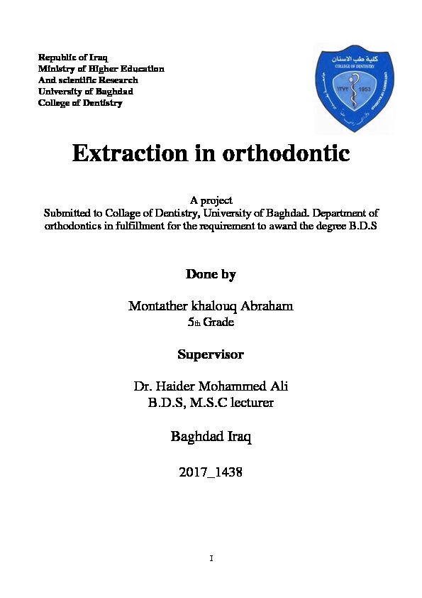 Extraction in orthodontic
