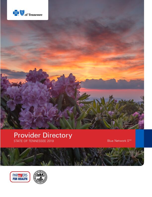 [PDF] 508c, Provider Directory STATE OF TENNESSEE 2019 Blue