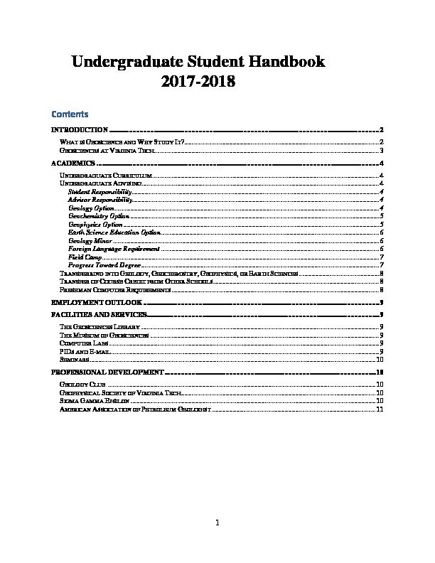 Undergraduate Student Handbook 2017-2018