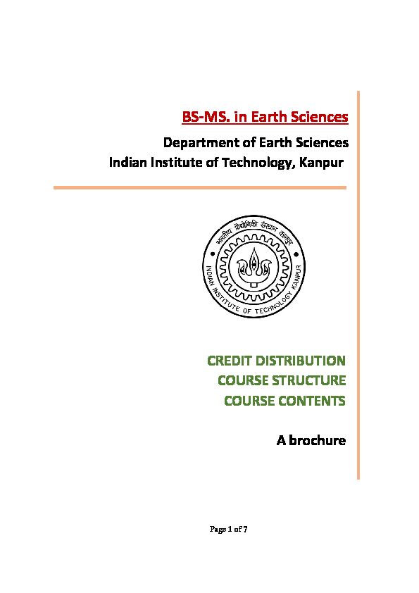 BS?MS in Earth Sciences - IIT Kanpur