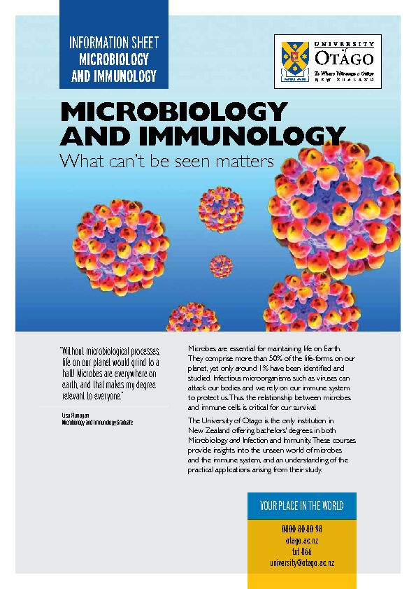 [PDF] MICROBIOLOGY AND IMMUNOLOGY - University of Otago