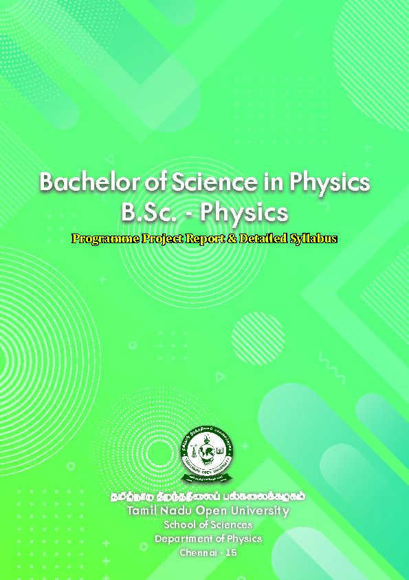 BSc - Physics - Tamil Nadu Open University