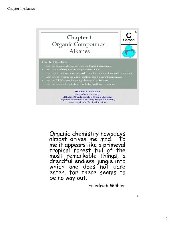 [PDF] Chapter 1 Organic Compounds: Alkanes - Angelo State University