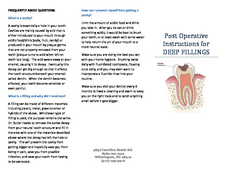 [PDF] Post Operative Instructions for DEEP FILLINGS
