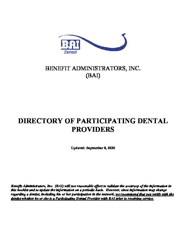 [PDF] Directory Of Participating Dental Providers - hubbardbertnet