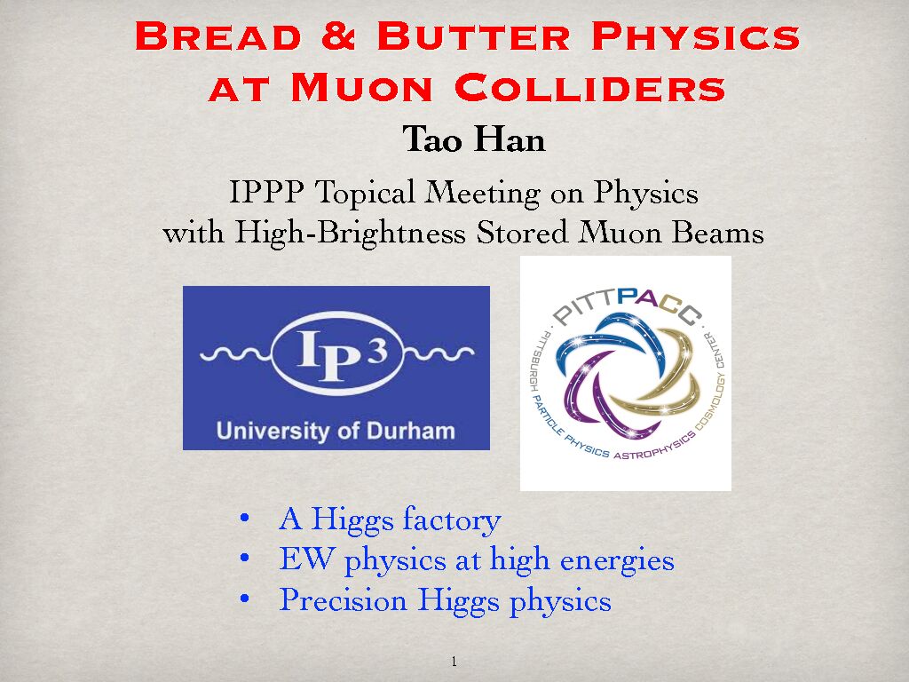 [PDF] Bread & Butter Physics at Muon Colliders