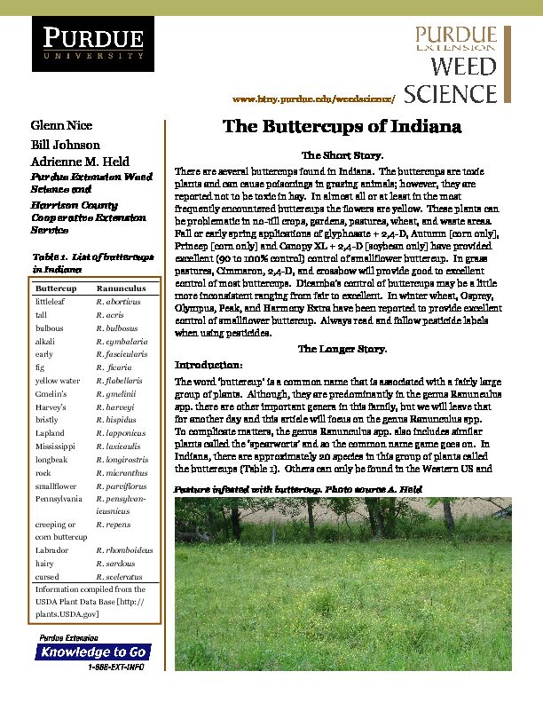 [PDF] Buttercups of Indiana - Purdue Agriculture