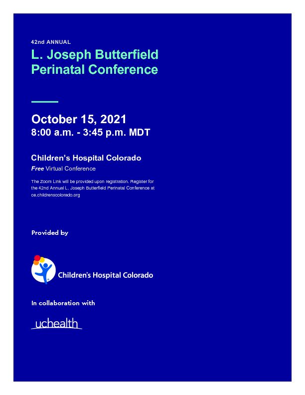 [PDF] L Joseph Butterfield Perinatal Conference