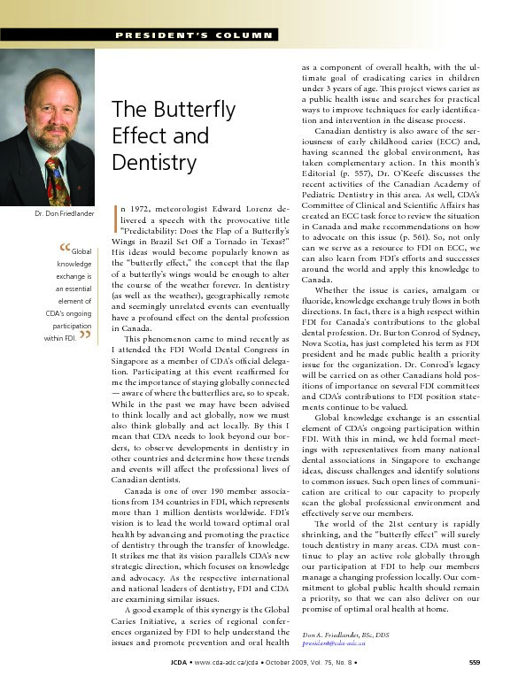[PDF] Presidents Column - The Butterfly Effect and Dentistry - Canadian