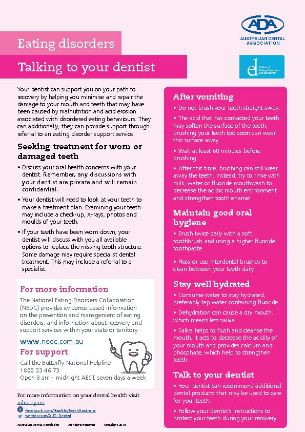 [PDF] Talking to your dentist Eating disorders - The Australian Dental