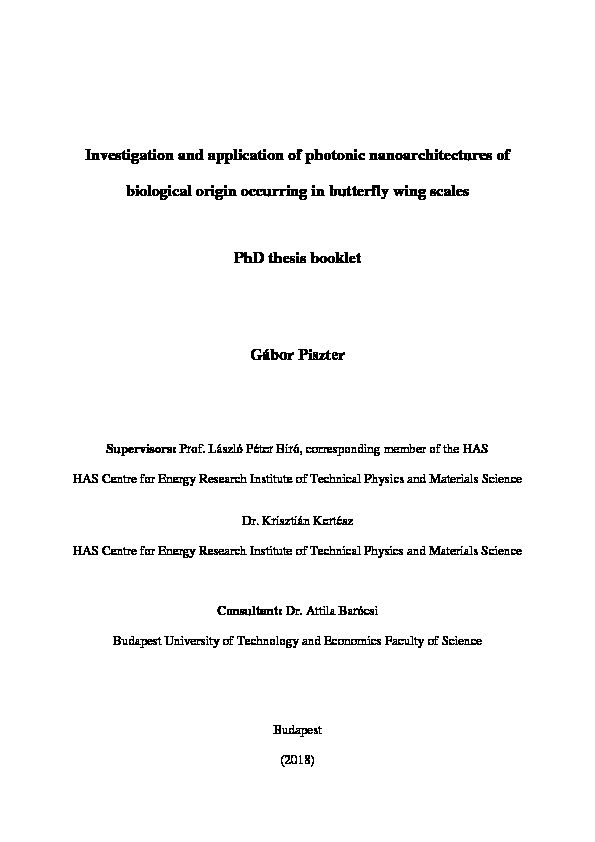 [PDF] Investigation and application of photonic nanoarchitectures of
