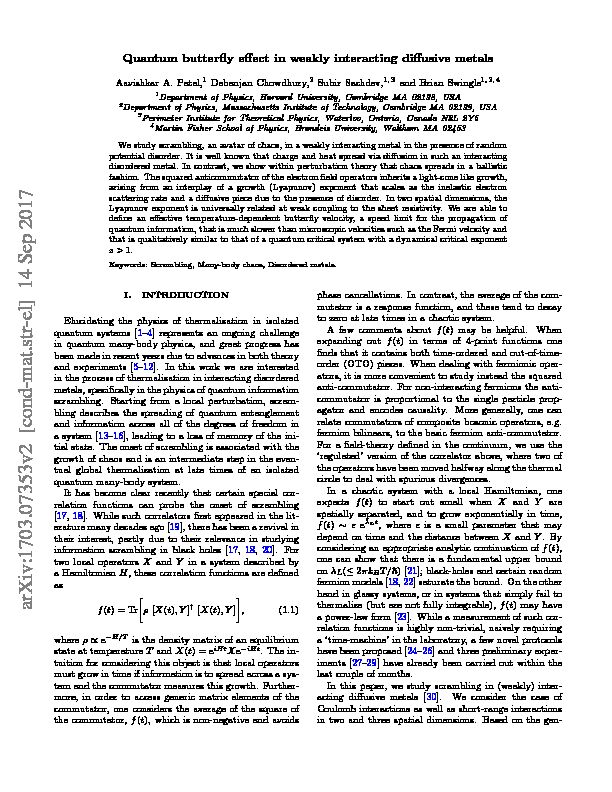 [PDF] Quantum butterfly effect in weakly interacting diffusive metals