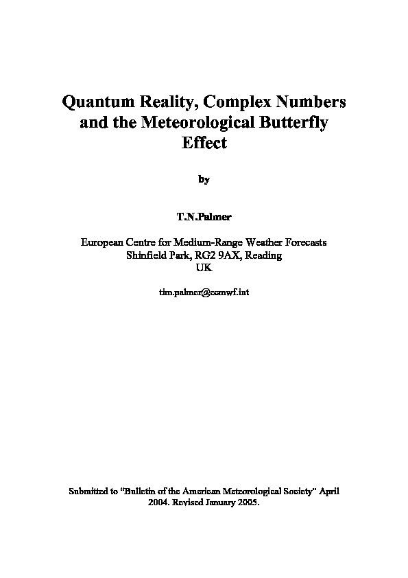 Quantum Reality Complex Numbers and the Meteorological