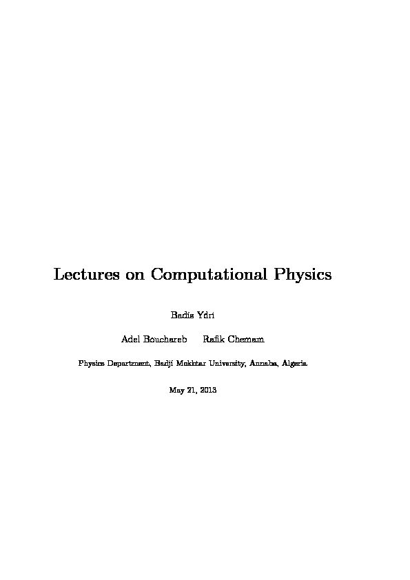 Lectures on Computational Physics