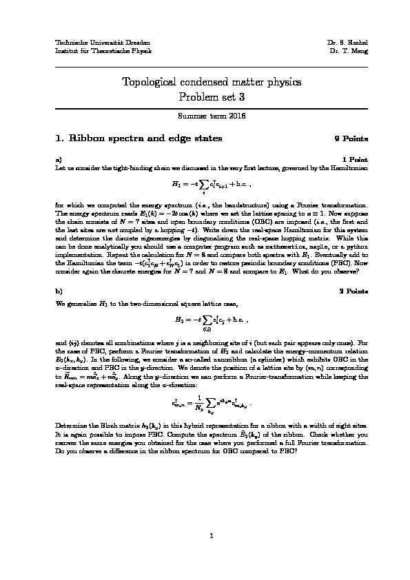 [PDF] Topological condensed matter physics Problem set 3 - TU Dresden