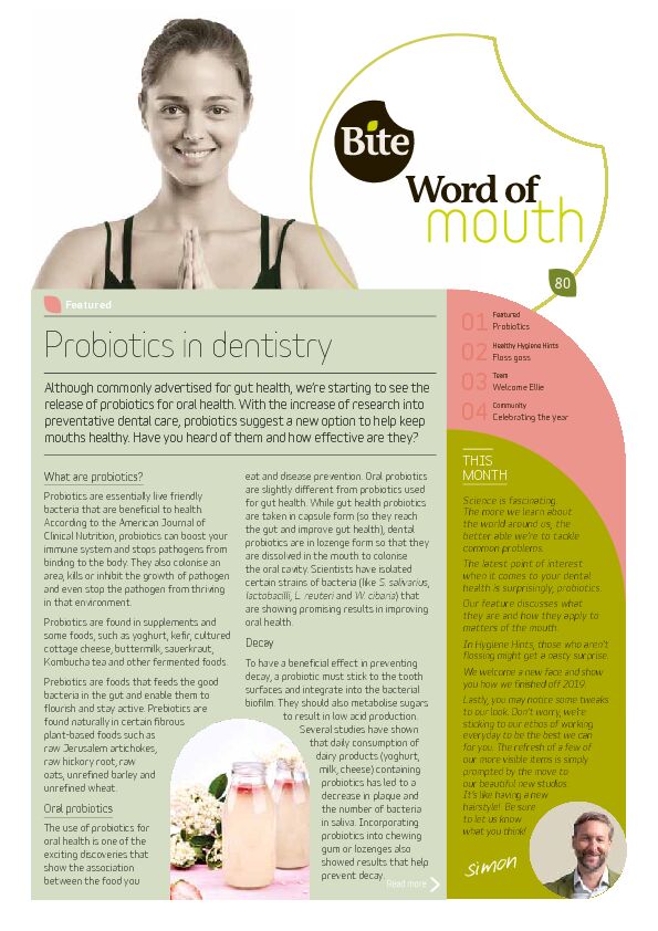 [PDF] Probiotics in dentistry - Bite Dental Studios