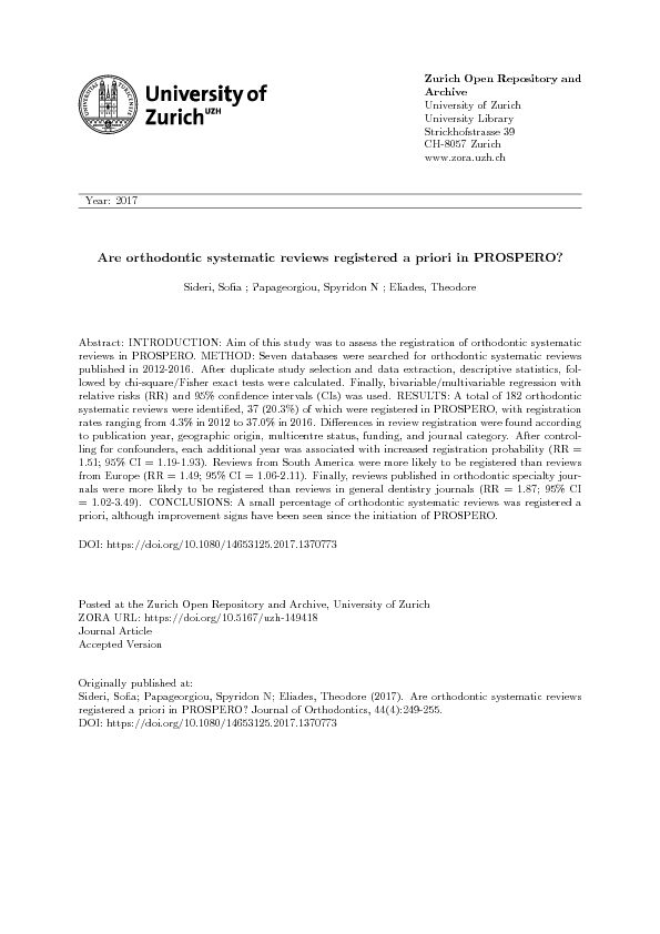 [PDF] Title Page Are orthodontic systematic reviews registered a priori in