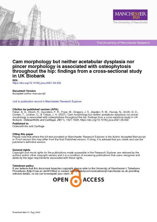[PDF] Cam morphology but neither acetabular dysplasia nor pincer