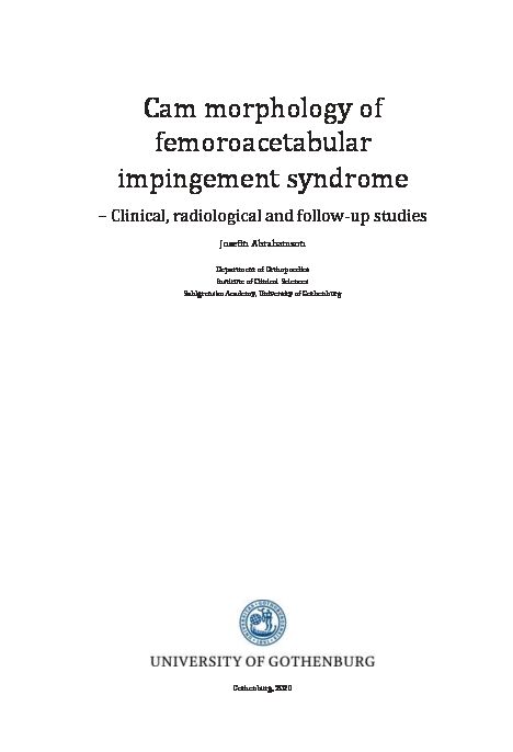 [PDF] Cam morphology of femoroacetabular impingement syndrome