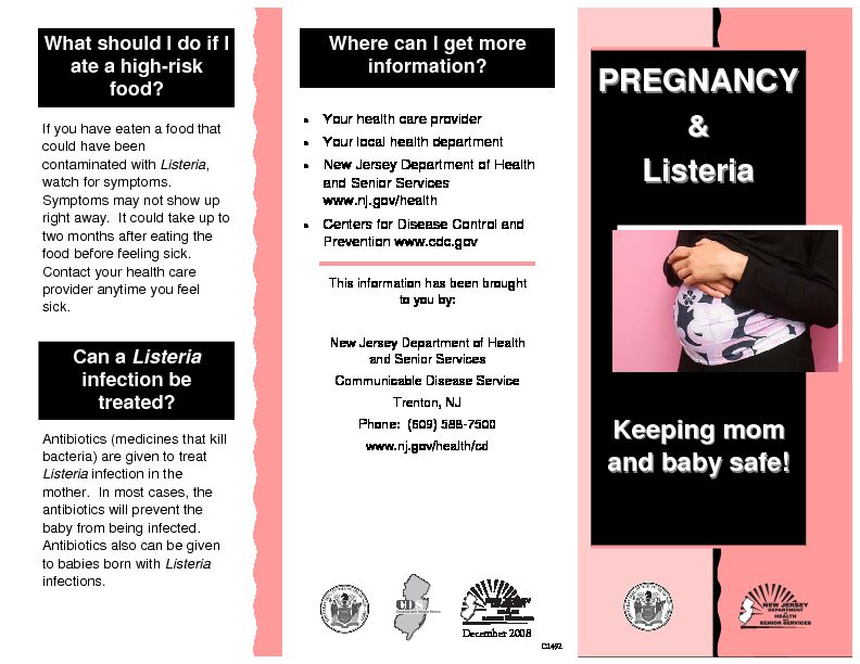 [PDF] PREGNANCY & Listeria - NJgov