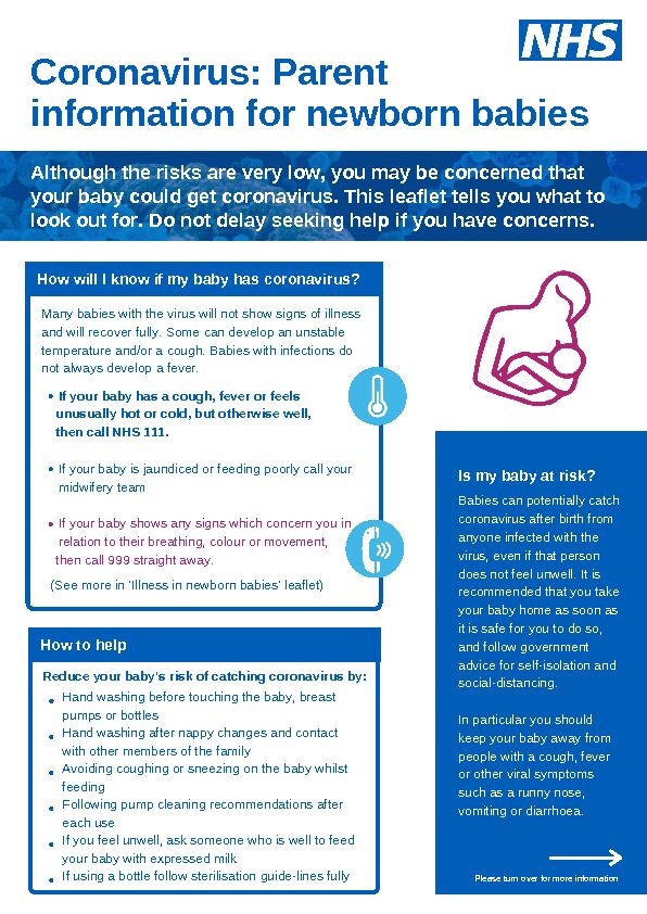 [PDF] Coronavirus Parent information for newborn babies  - NHS England