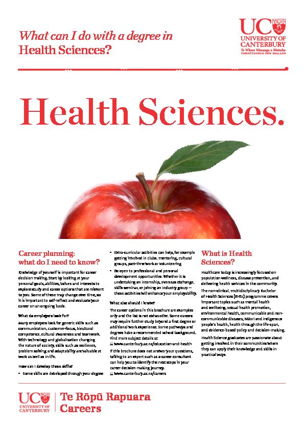 [PDF] What can I do with a degree in Health Sciences?