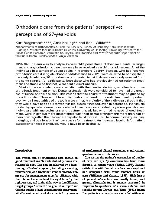 Orthodontic care from the patients perspective - Oxford Academic