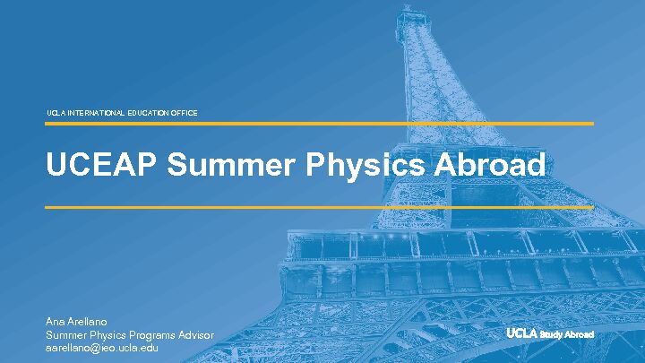 [PDF] UCEAP Summer Physics Abroad - UCLA