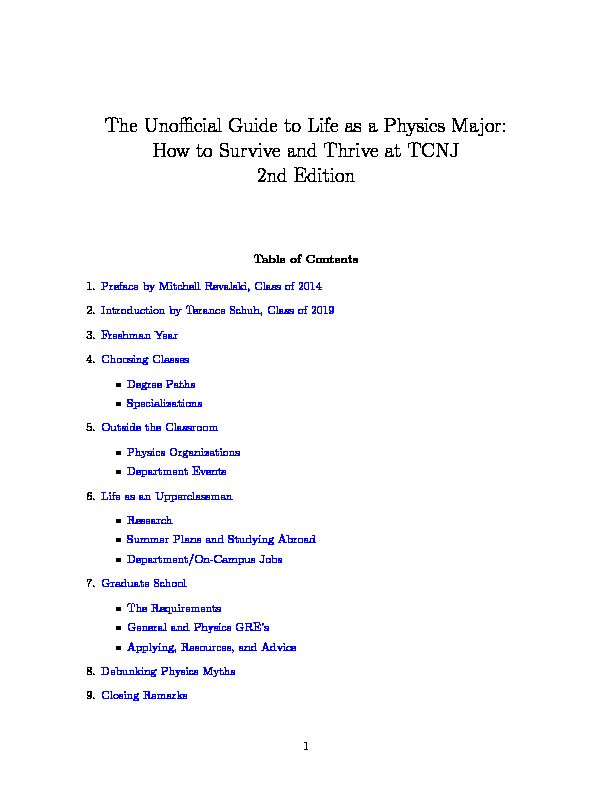 [PDF] The Unofficial Guide to Life as a Physics Major
