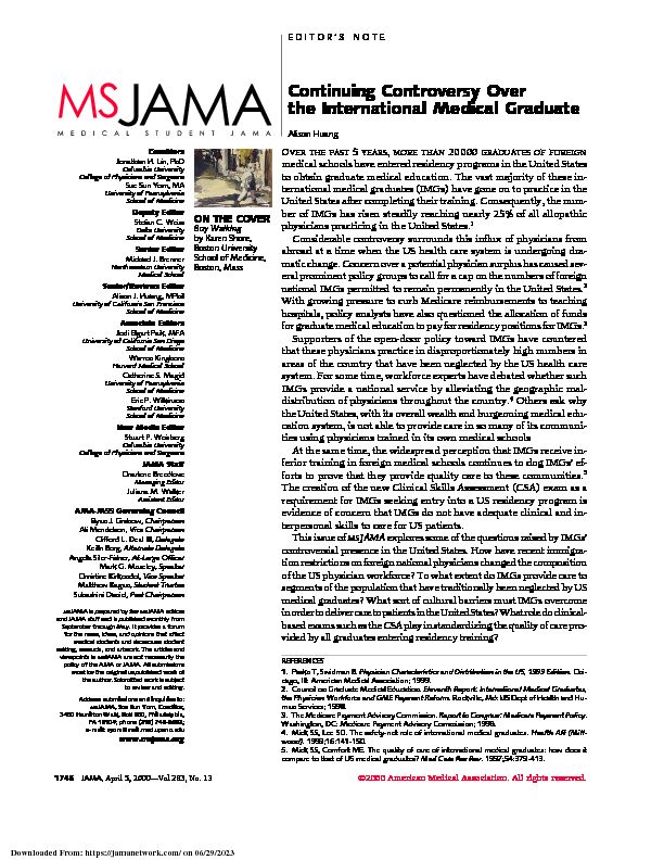 National Interest Waiver Eligibility for International  - JAMA Network