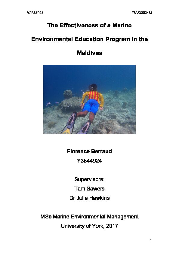 [PDF] The Effectiveness of a Marine Environmental Education Program in