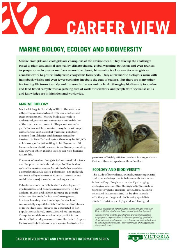 [PDF] MARINE BIOLOGY, ECOLOGY AND BIODIVERSITY