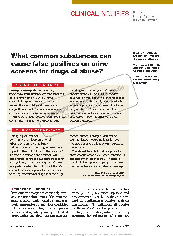 [PDF] What common substances can cause false positives on urine