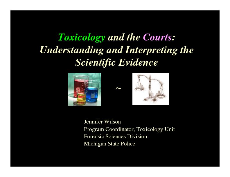 [PDF] Criminal Law Section: Toxicology and the Courts