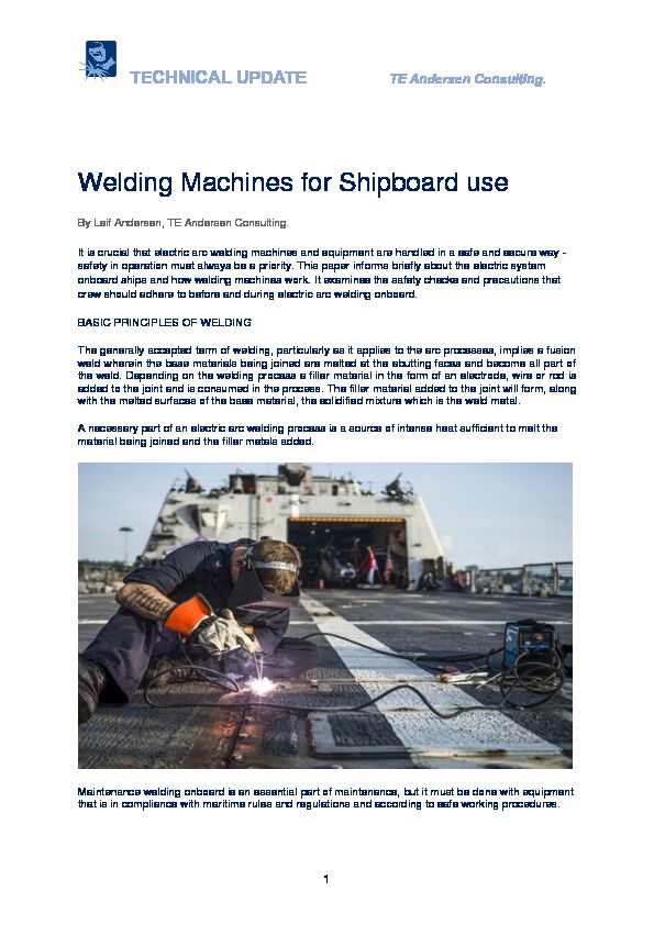 [PDF] Welding Machines for Shipboard use - TE ANDERSEN CONSULTING