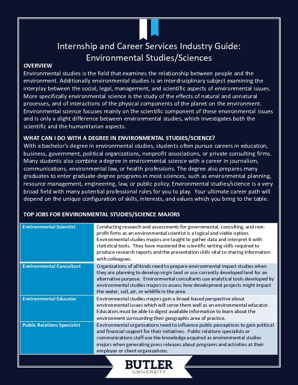 [PDF] Environmental Studies/Sciences  Internship and Career Services