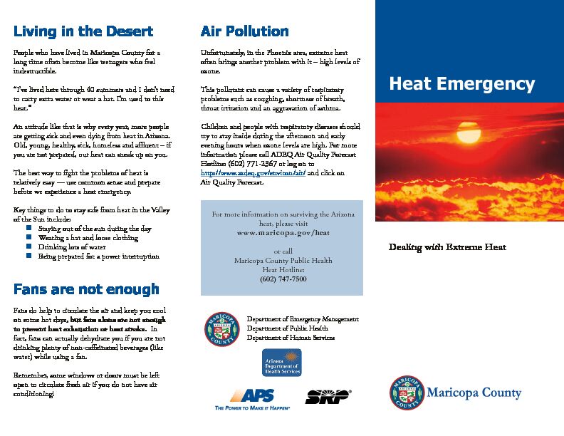 [PDF] Heat Emergency - Maricopa County Parks
