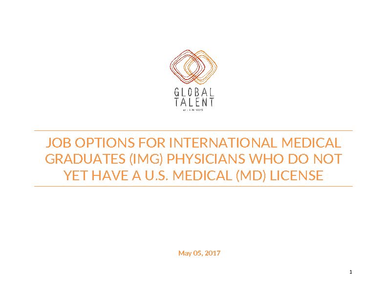 [PDF] JOB OPTIONS FOR International Medical Graduates (IMG