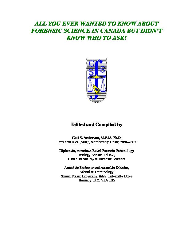 [PDF] booklet2007pdf - Canadian Society of Forensic Science