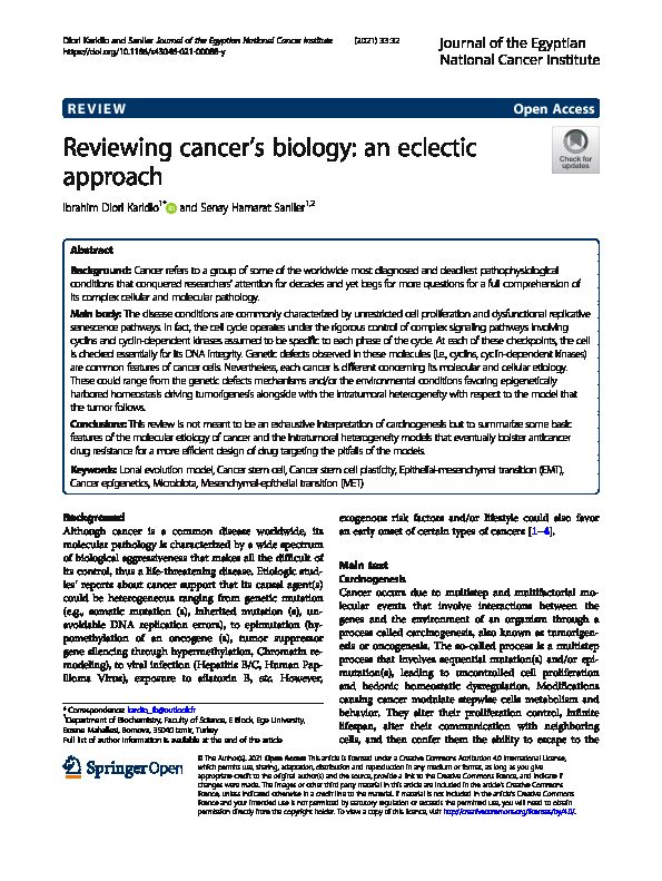 [PDF] Reviewing cancers biology: an eclectic approach