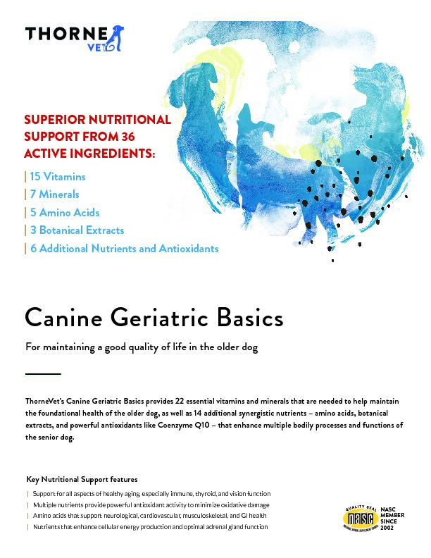 [PDF] Canine Geriatric Basics - Thorne Vet