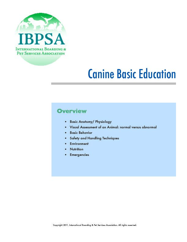 [PDF] Canine Basic Education - IBPSA