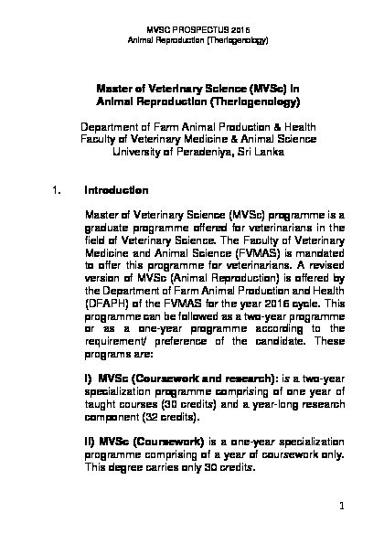 [PDF] MVSc Prospectus animal reproduction finalpdf