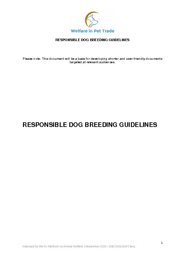 [PDF] RESPONSIBLE DOG BREEDING GUIDELINES