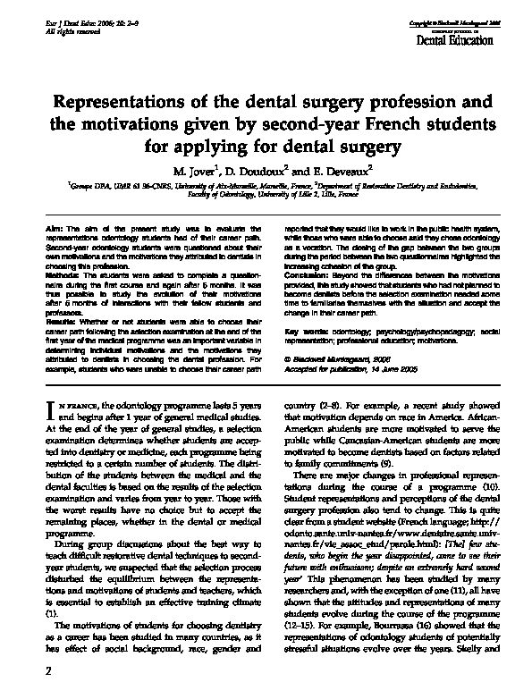 Representations of the dental surgery profession and the