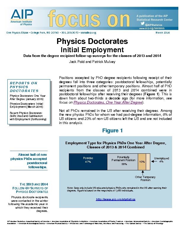 Physics Doctorates - American Physical Society