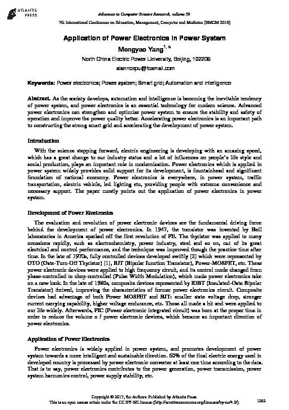 [PDF] Application of Power Electronics in Power System - Atlantis Press