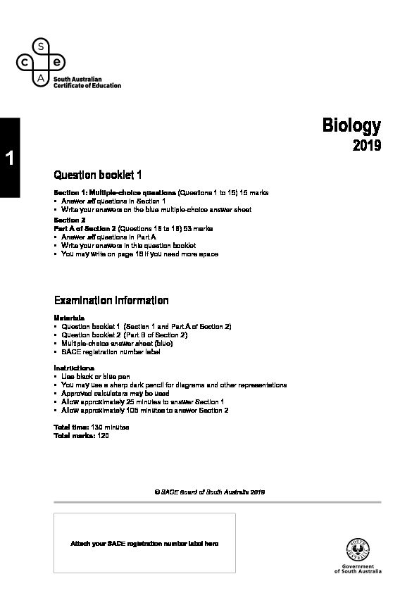 [PDF] 2019 Biology Examination Paper BK1indd - SACE Board
