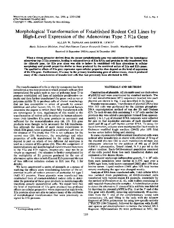 [PDF] Morphological Transformation of Established Rodent Cell Lines by